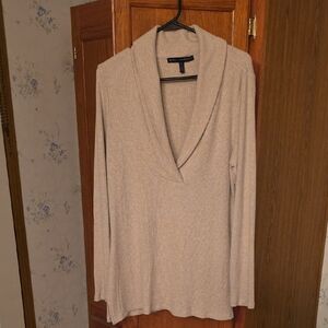 White House Black Market V-Neck Sweater in Beige